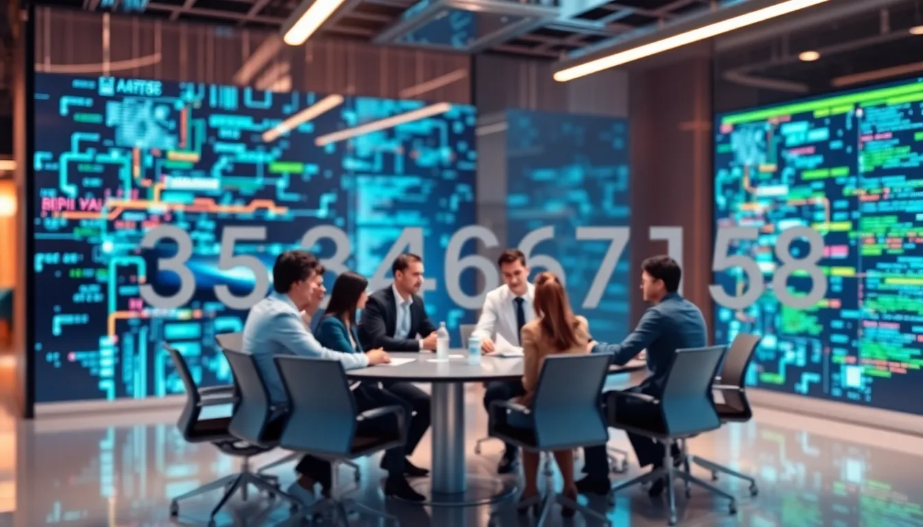 abstract visualization of the number 3534367158 in a modern workspace.