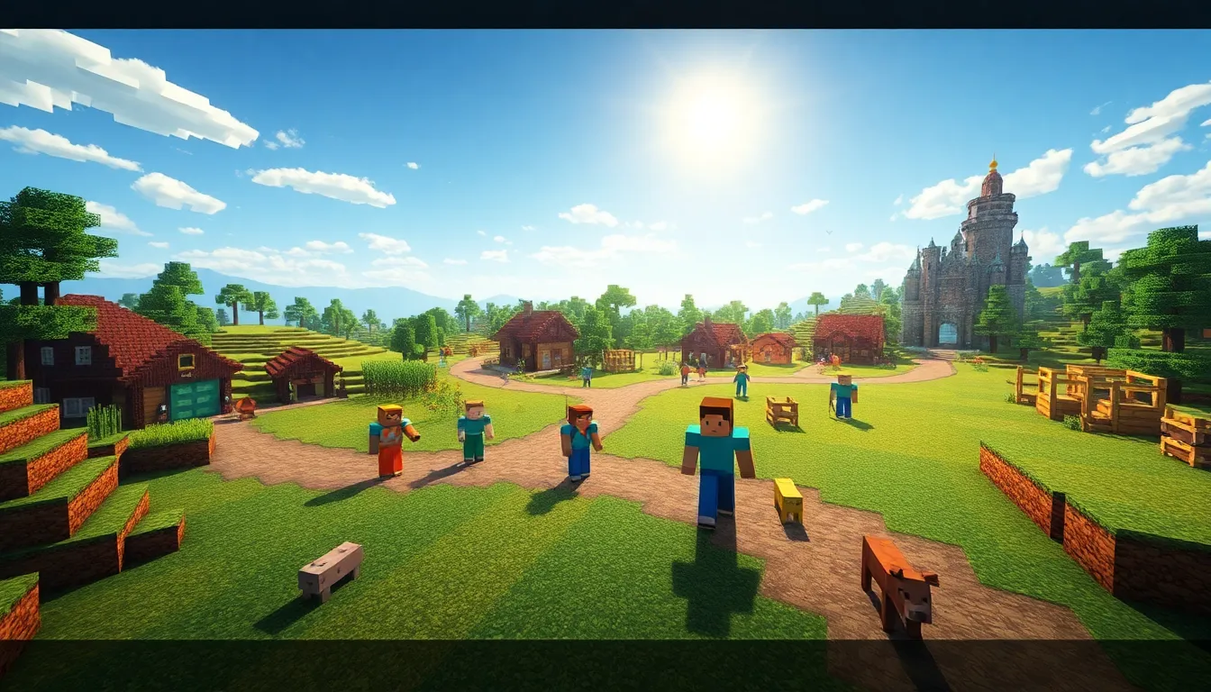 Minecraft landscape featuring a connected road system with various builds.