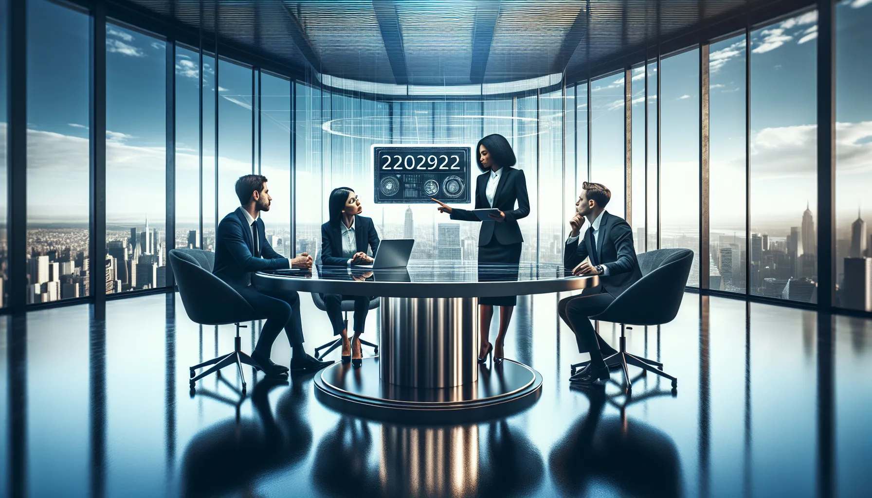 diverse team discussing a code in a modern office setting.