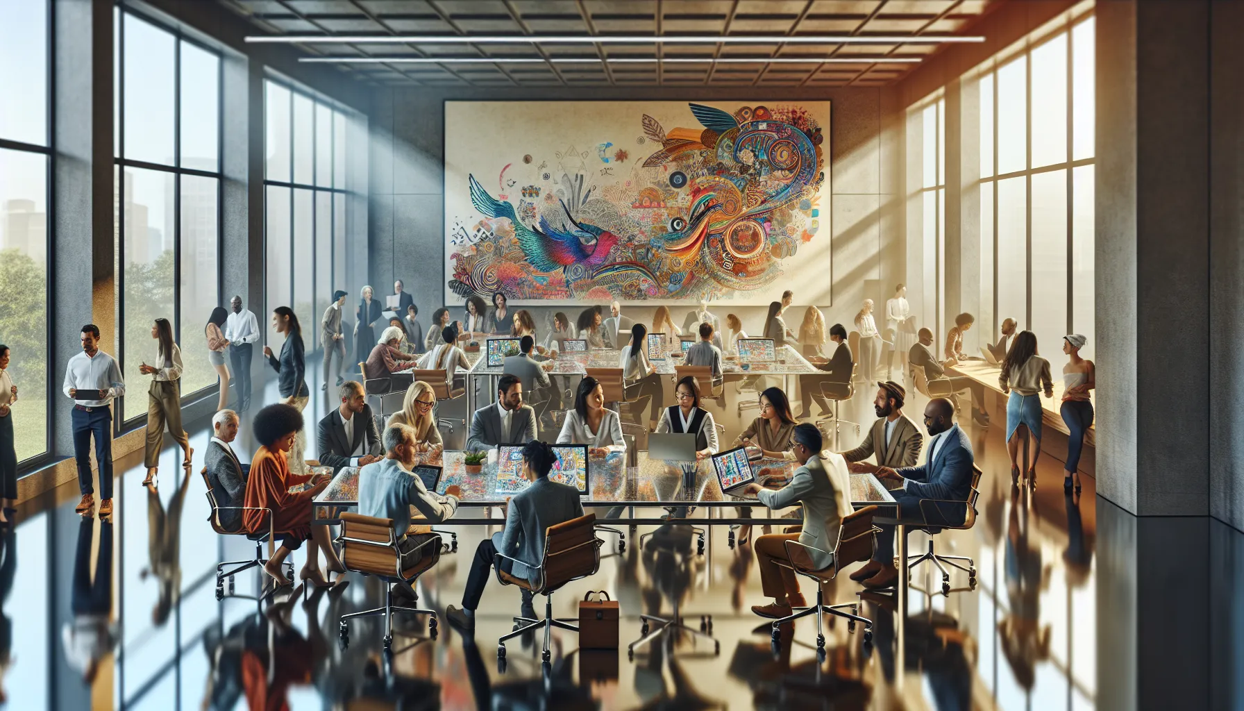 diverse professionals collaborating in a modern workspace on cultural trends.