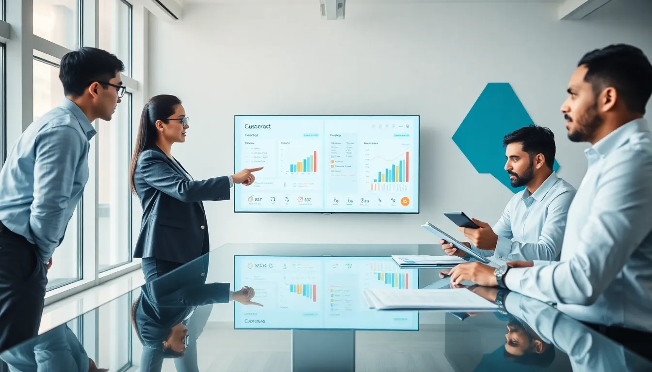 diverse professionals collaborating in a modern office setting.
