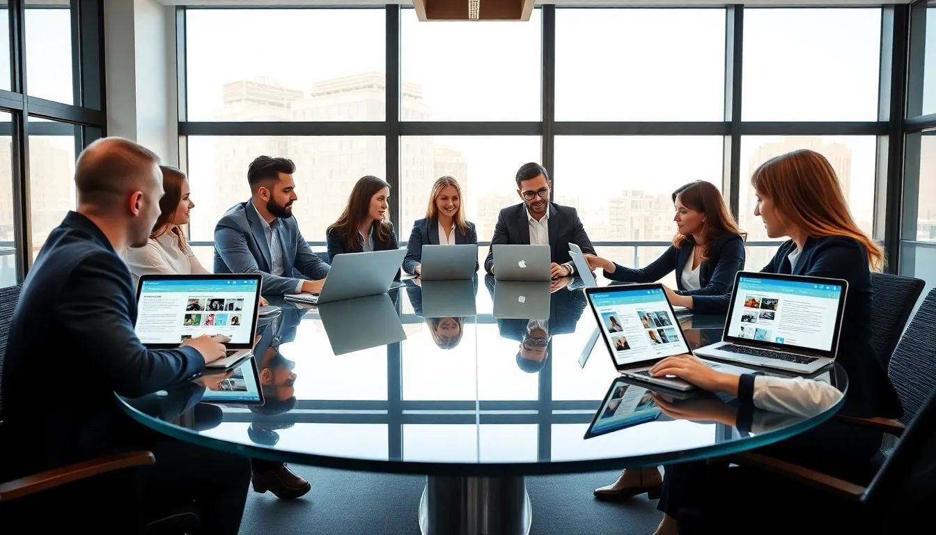 diverse professionals collaborating in a modern office setting.
