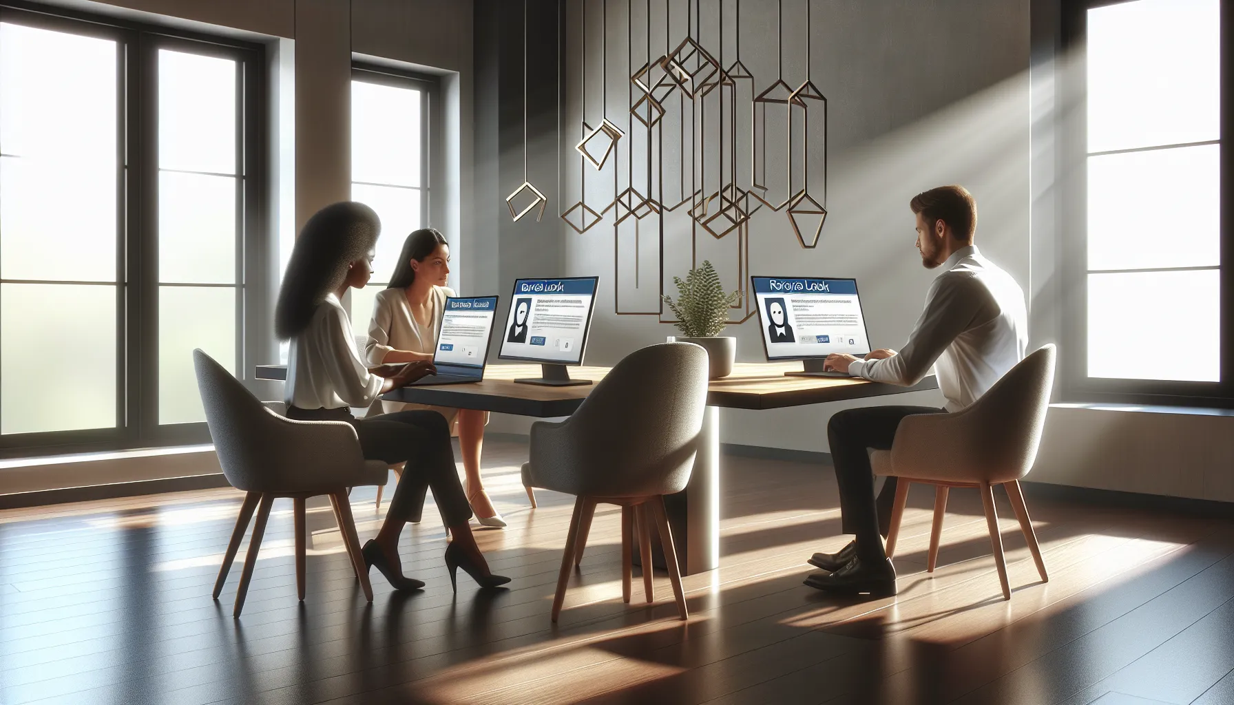 diverse team researching unknown phone numbers in a modern office.