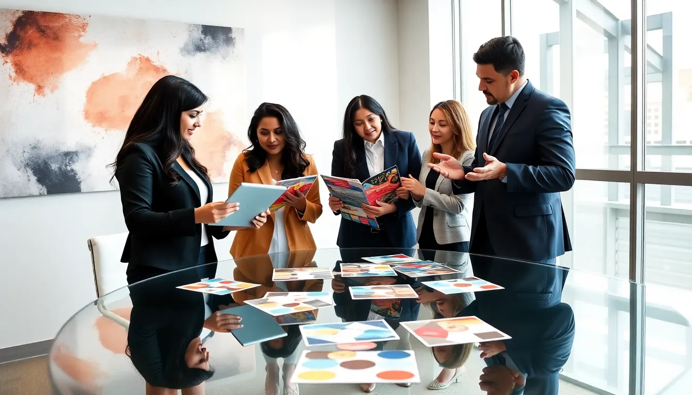 diverse team of event planners collaborating in a modern office.