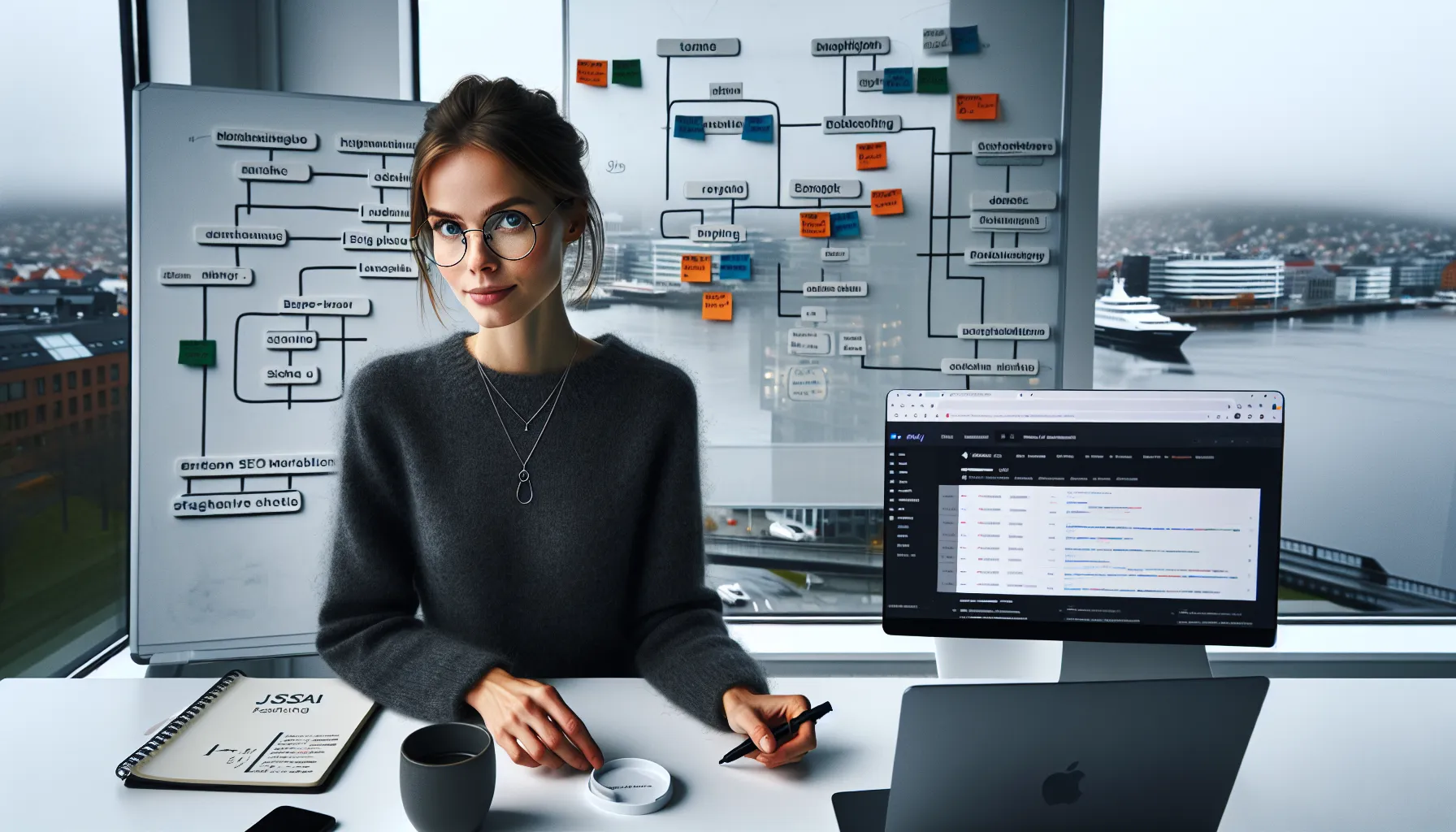 Norwegian seo specialist mapping entities and schema markup in a modern oslo office.