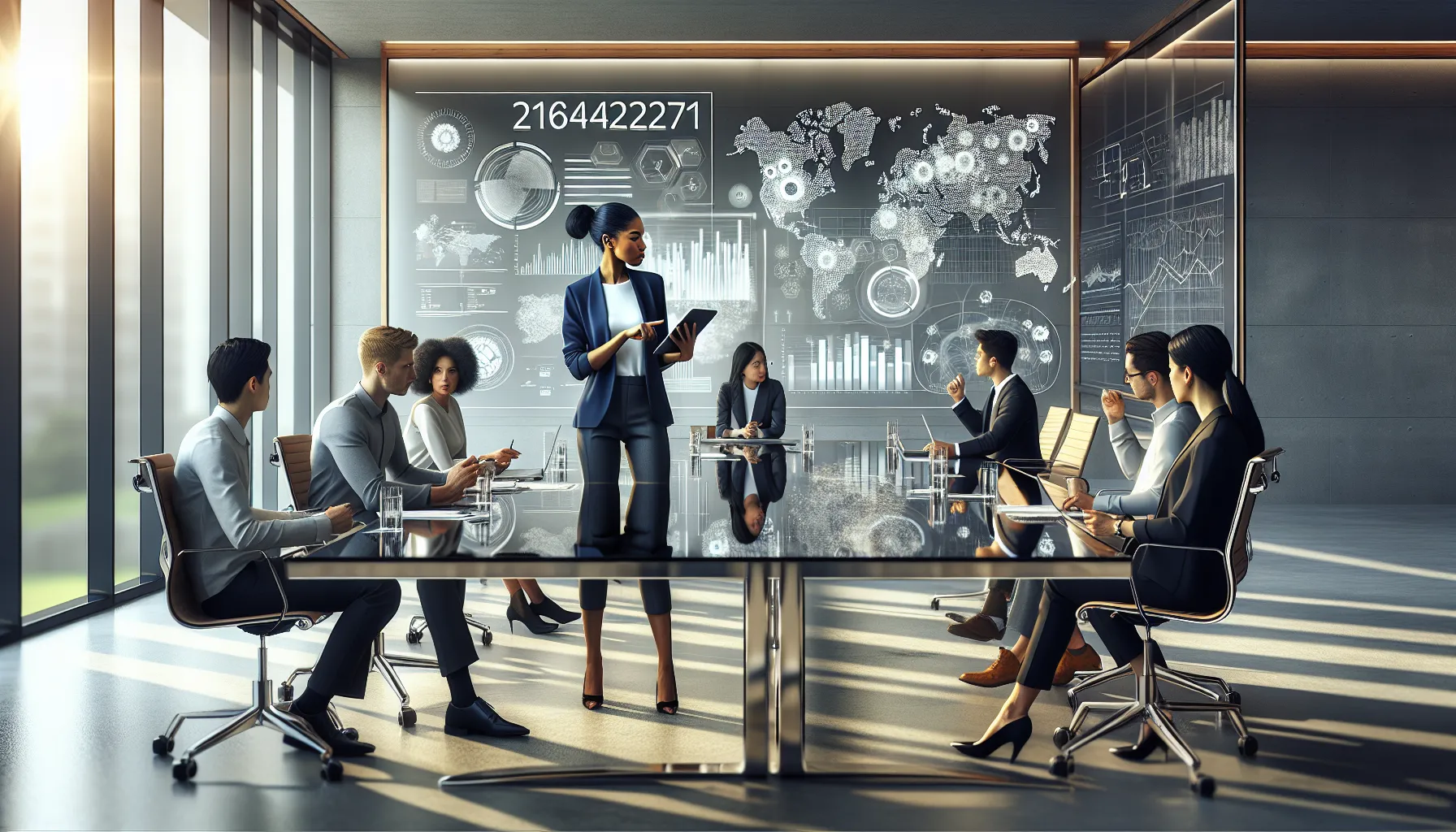 diverse professionals analyzing data in a modern office.