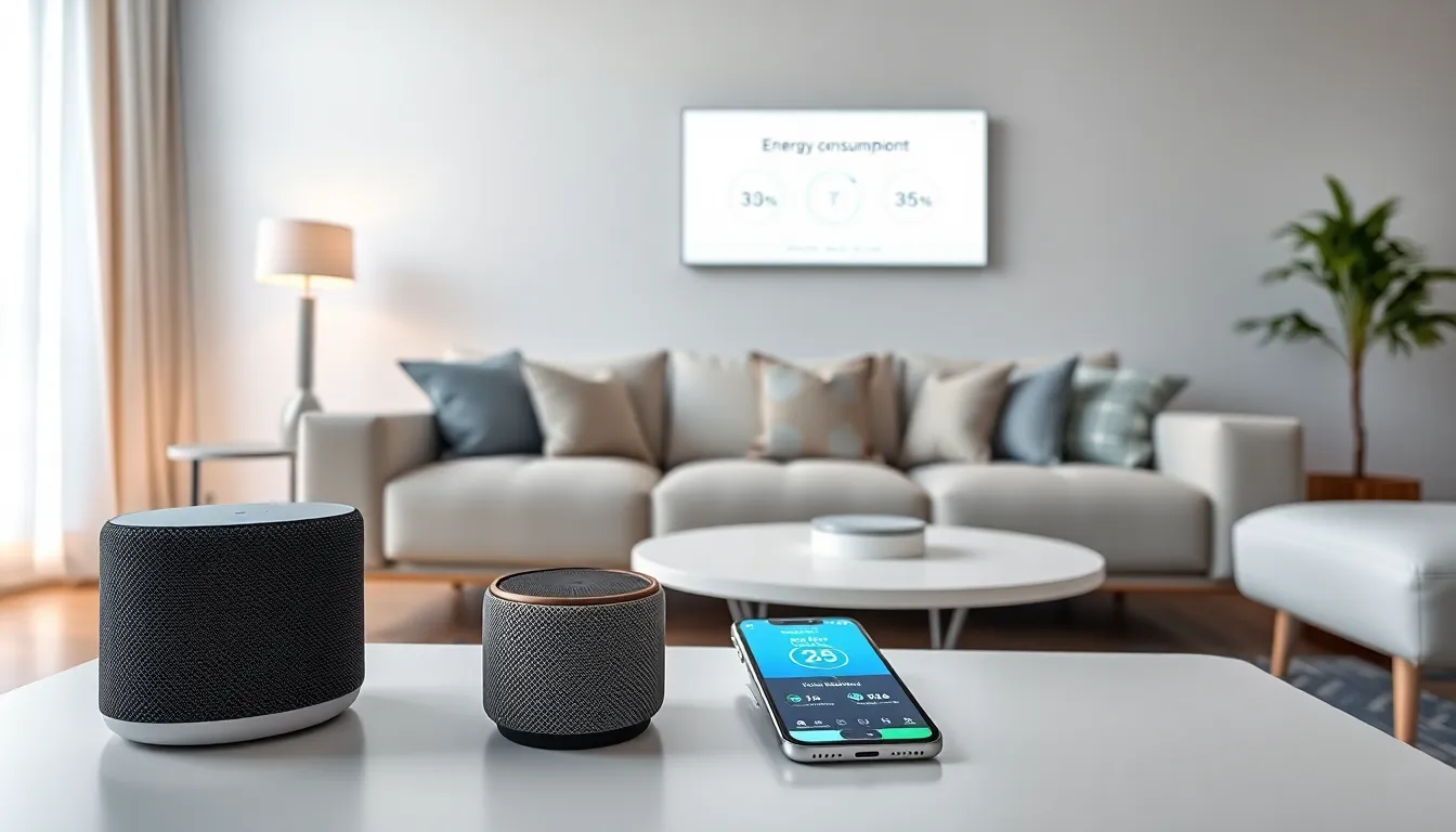 modern living room with smart home technology.