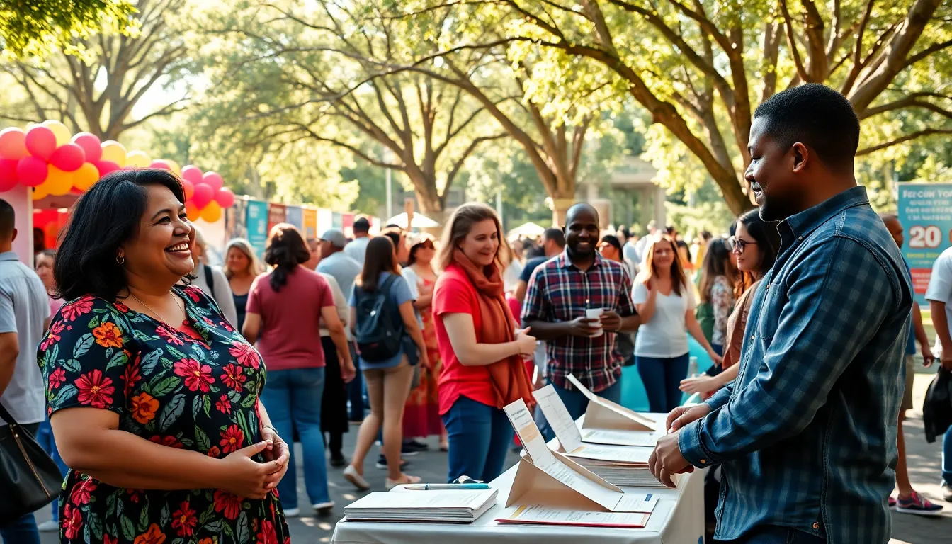 diverse people engaging at a community event focused on event planning.
