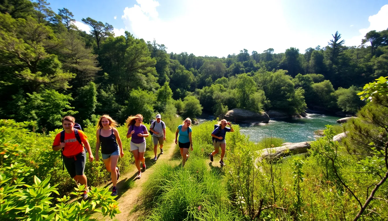 diverse hikers exploring a lush outdoor trail in High Springs.
