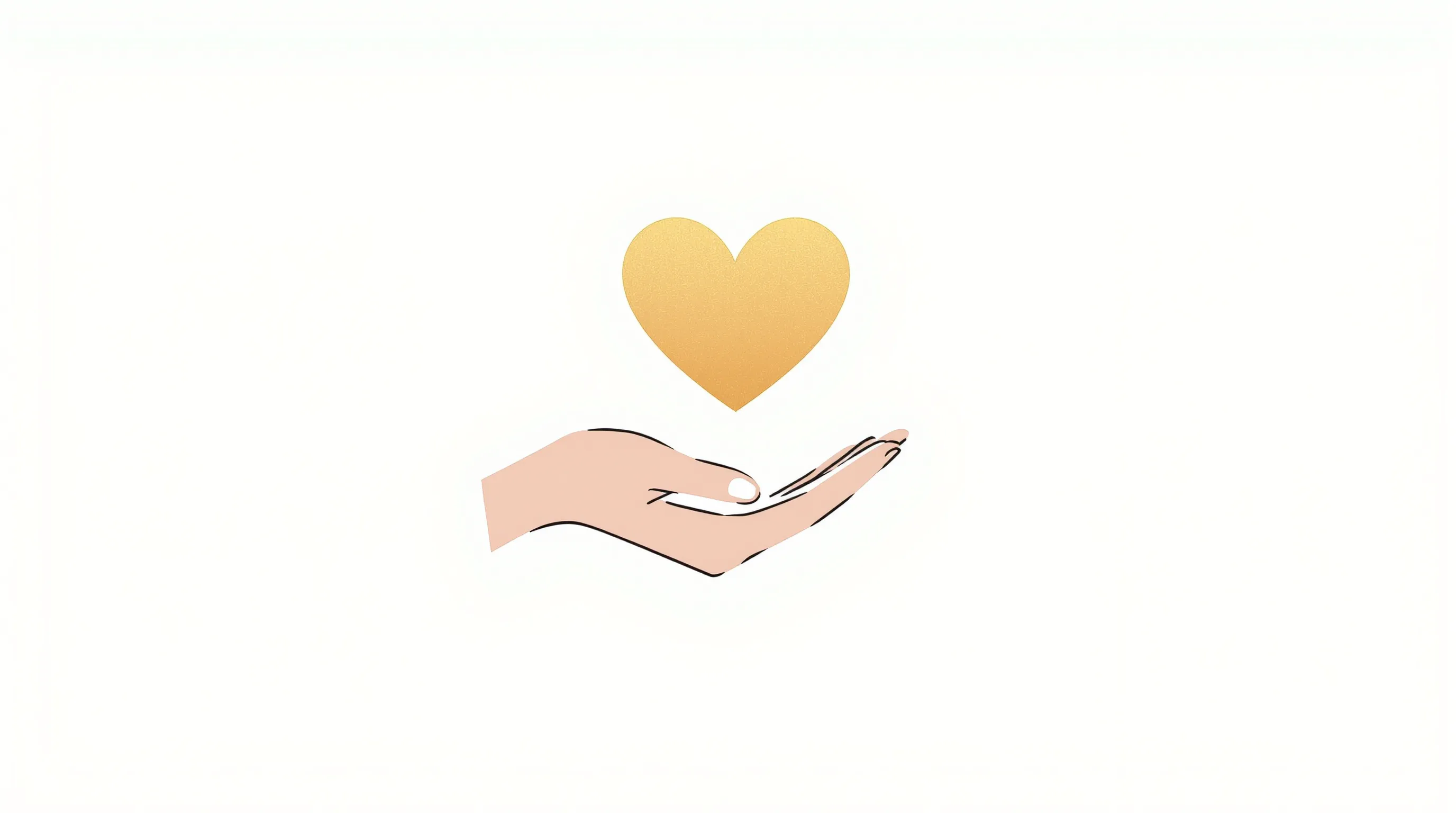 A simple heart floating above an open hand on a white background.