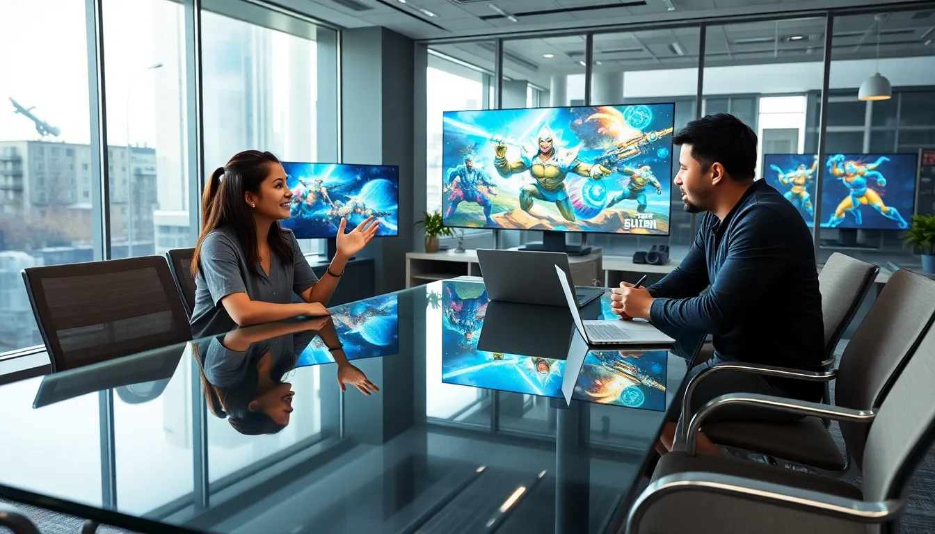 diverse team of developers brainstorming in a modern office.