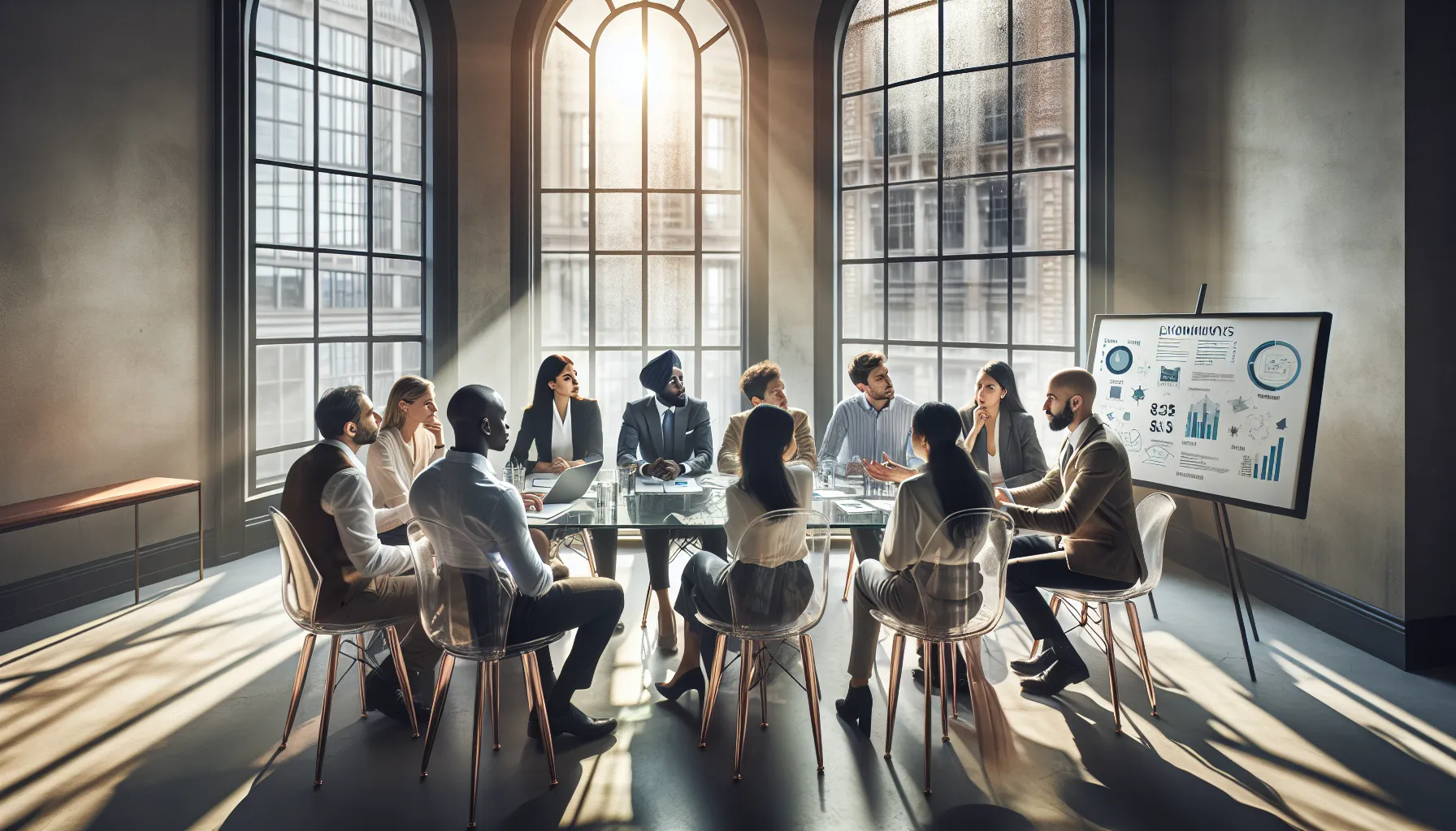 diverse team discussing challenges and ethics of Vjlbdj in a conference room.