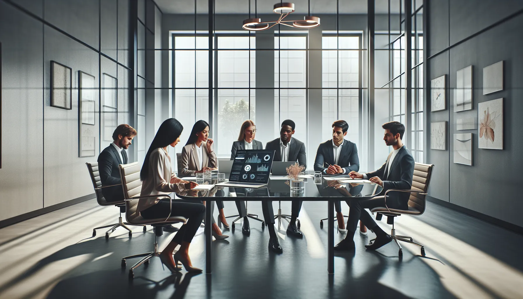 diverse team collaborating in a modern office setting.