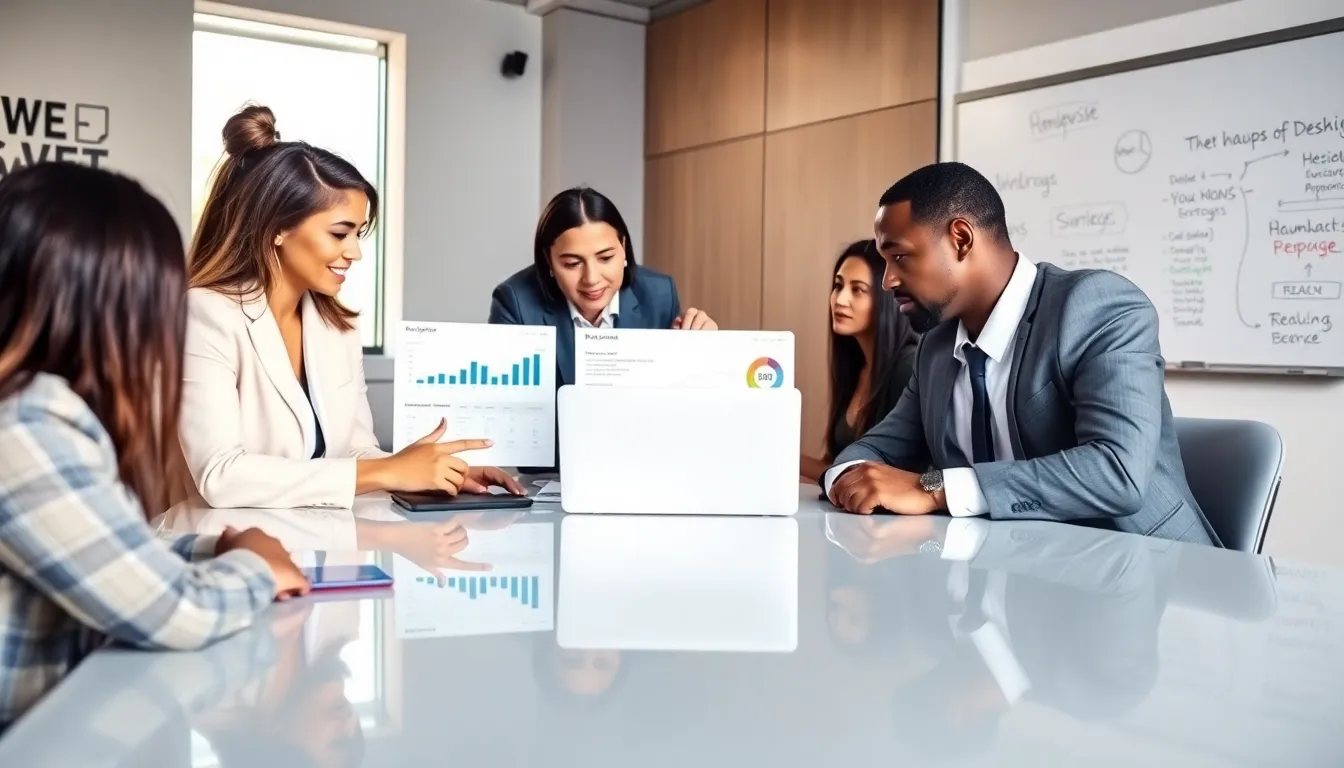 diverse team collaborating in a modern office setting on webbizmagnet strategies.