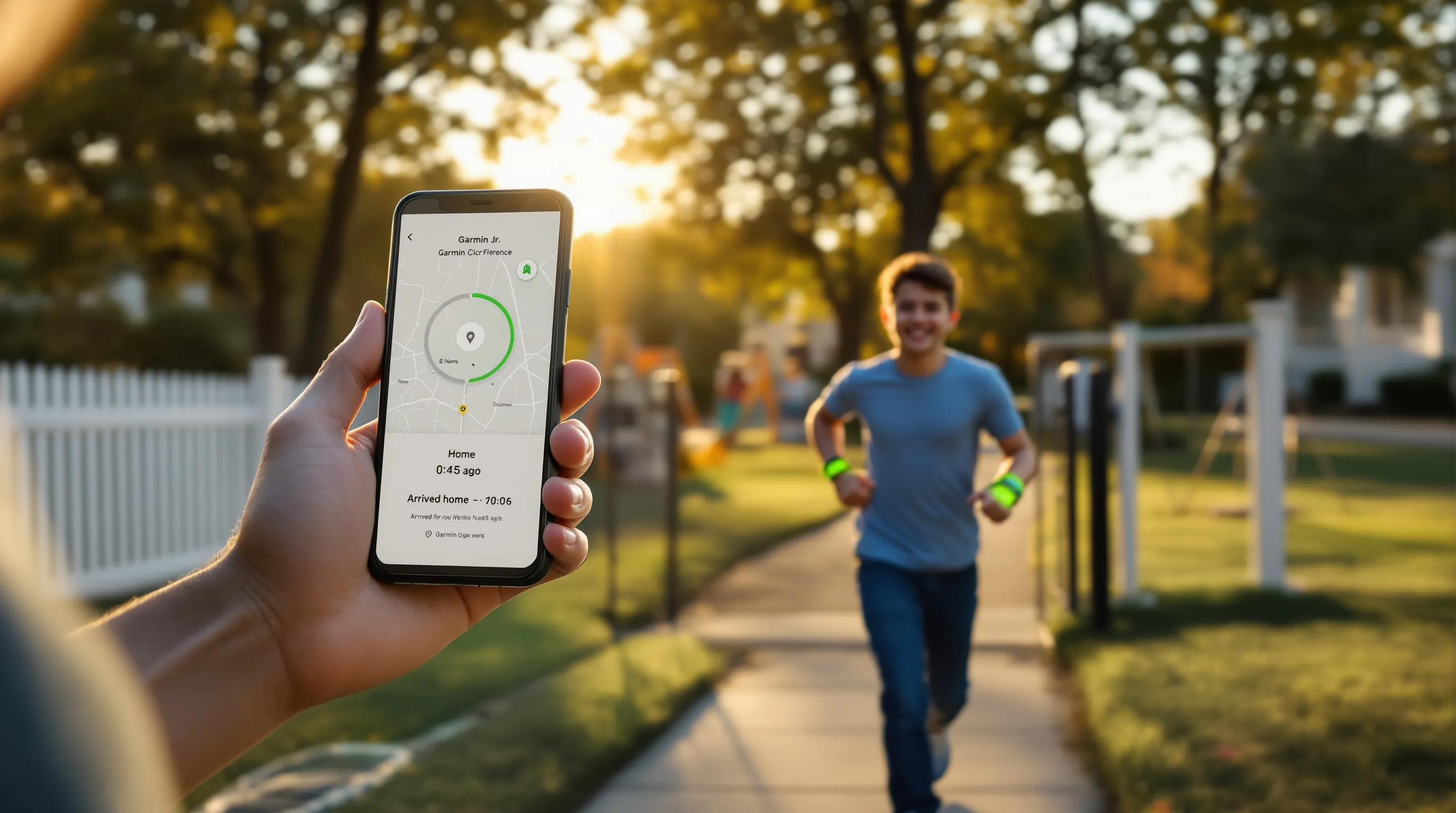 Parent views geofence alert as 10-year-old wearing GPS smartwatch runs home.