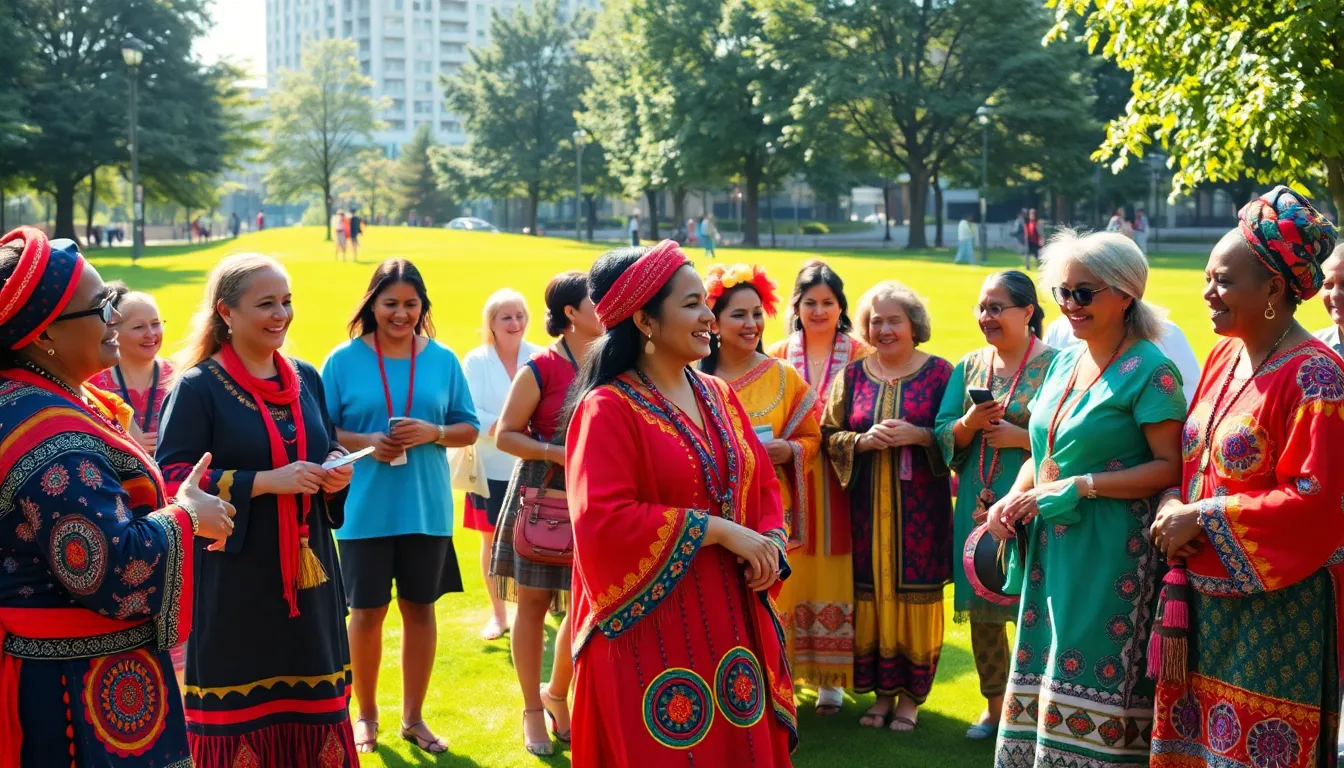 diverse group celebrating Mizwamta Futsugesa in a park.