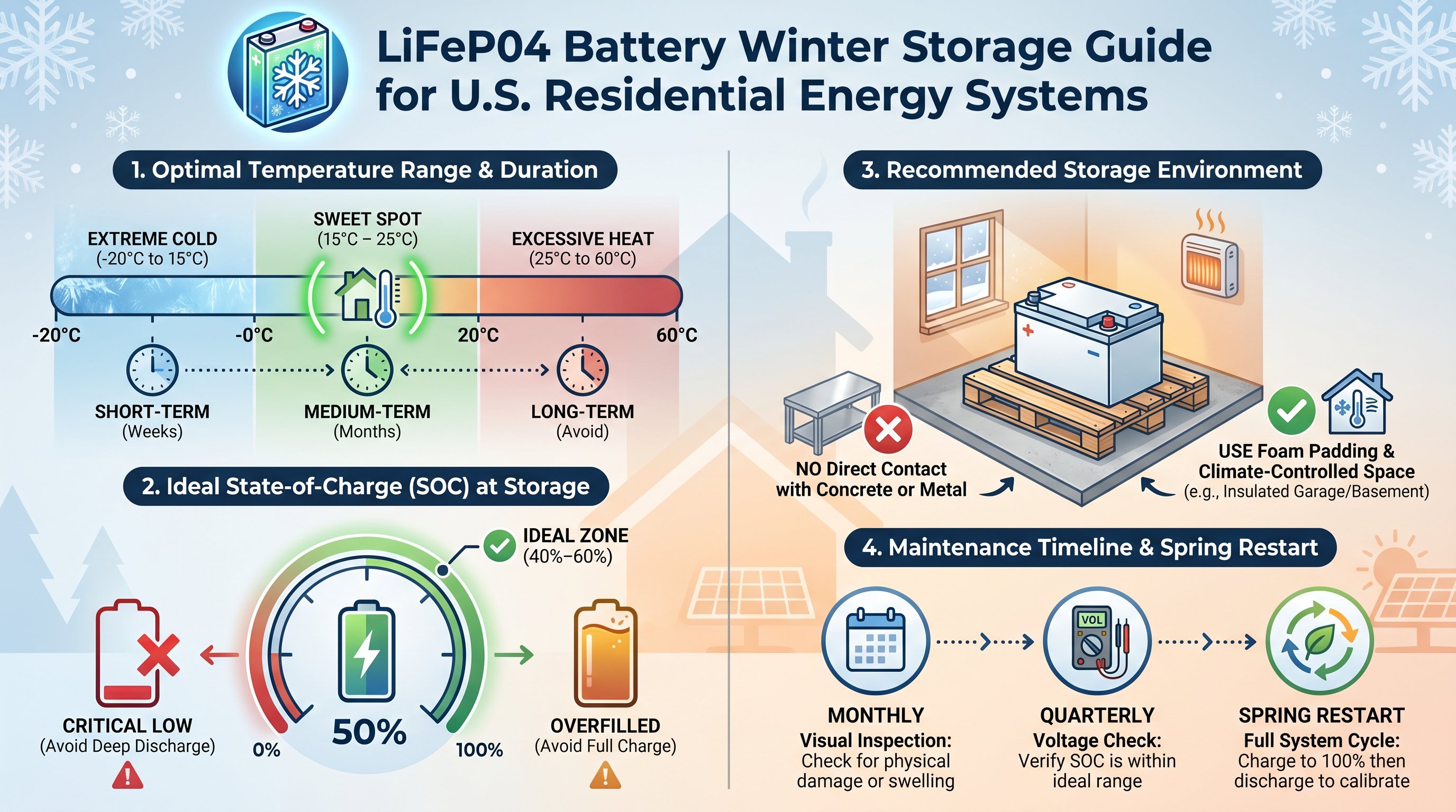 How to Store LiFePO4 Batteries in Winter – Complete Guide for Long-Term Battery Health
