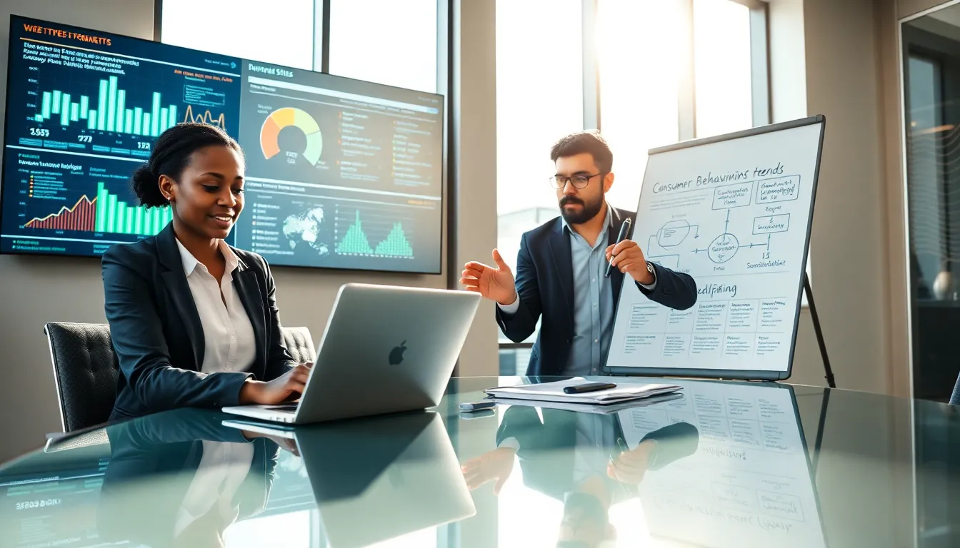 professionals collaborating in a modern office on digital business strategies