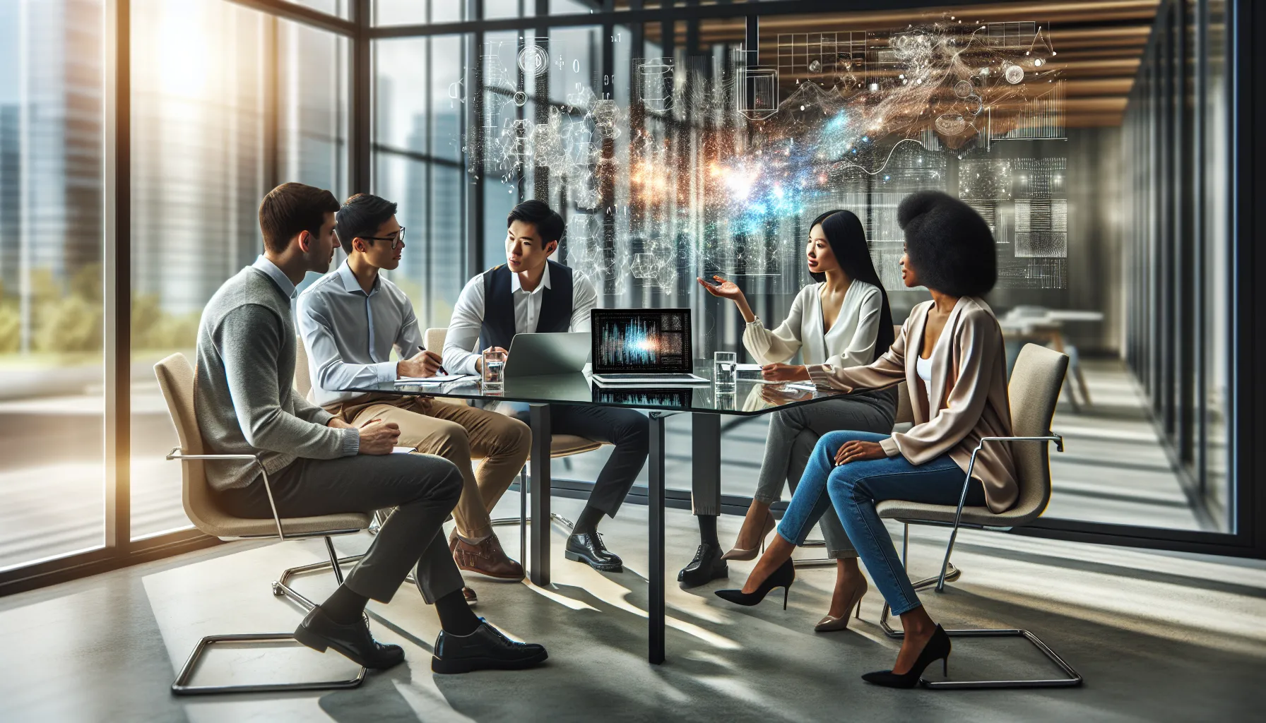 diverse team discussing Krylovalster in a modern office setting.