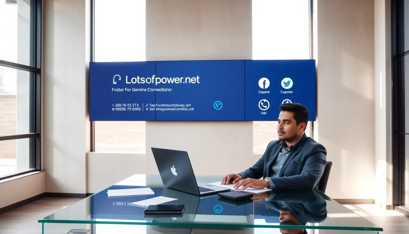 professional discussing contact details in a modern office setting.