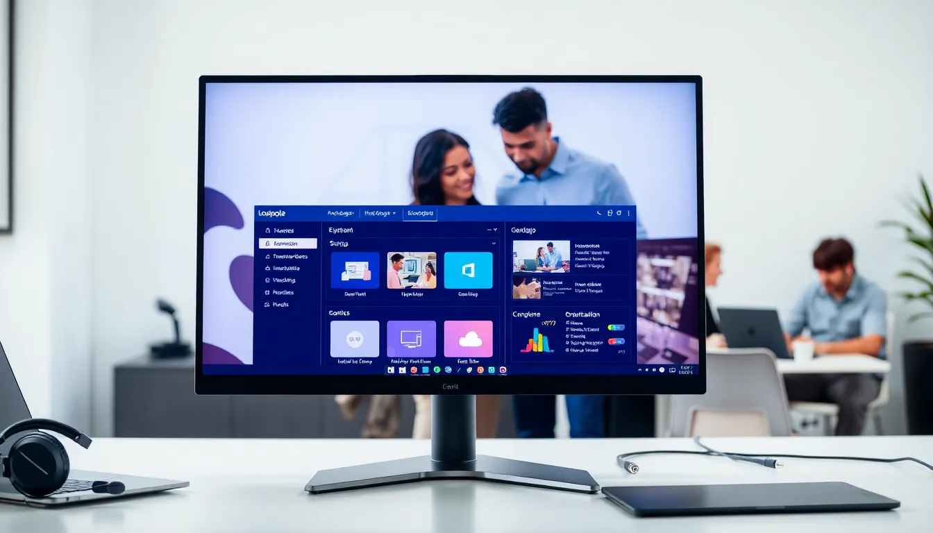 computer setup showing Lopalapc2547 software with diverse professionals.