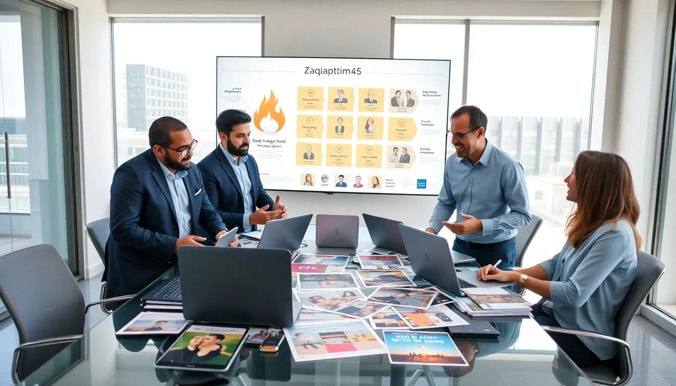 diverse team discussing the cultural phenomenon Zaqlapttim45 in an office.