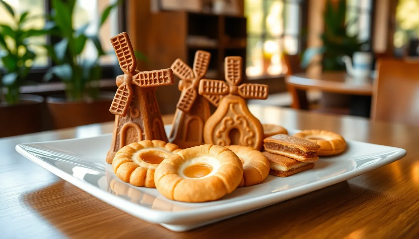 An array of traditional Dutch cookies on a stylish table.