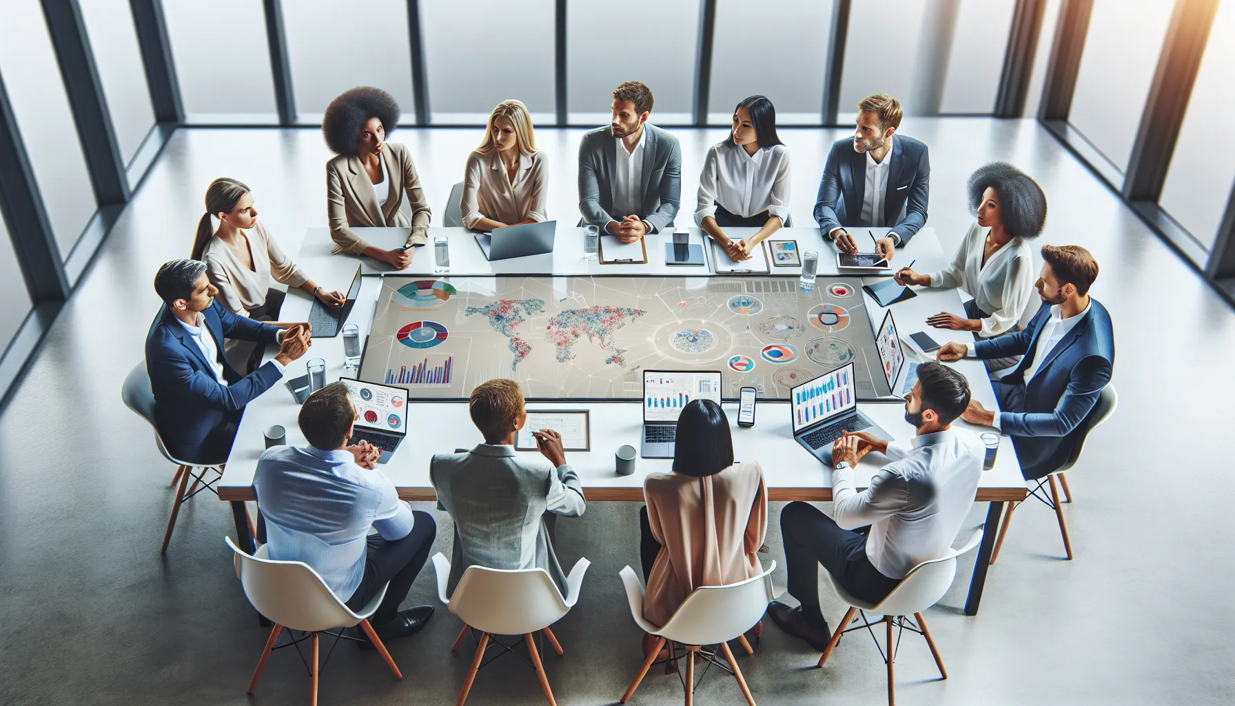 diverse team collaborating in a modern office setting.