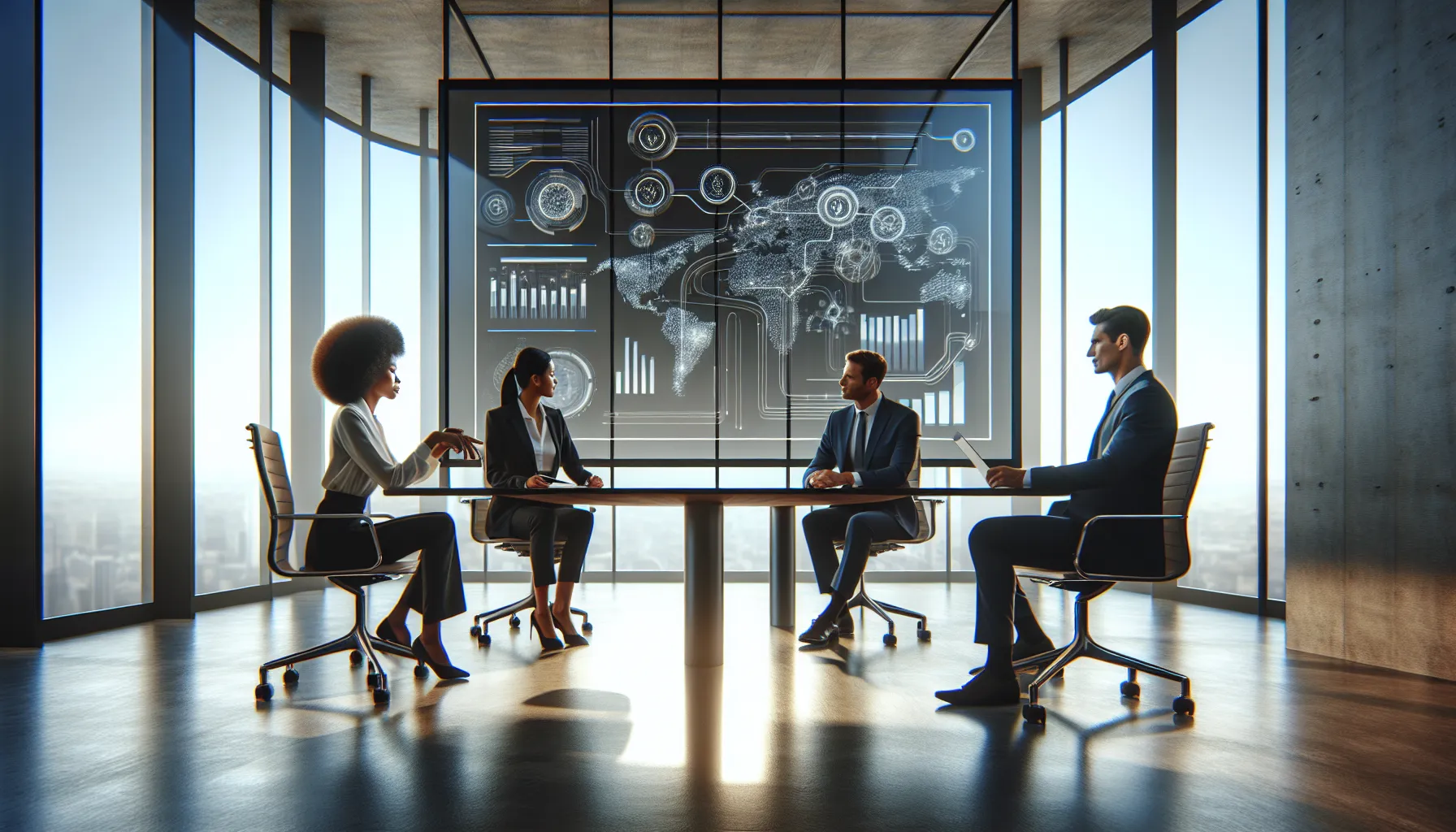 diverse team collaborating in a modern office setting.