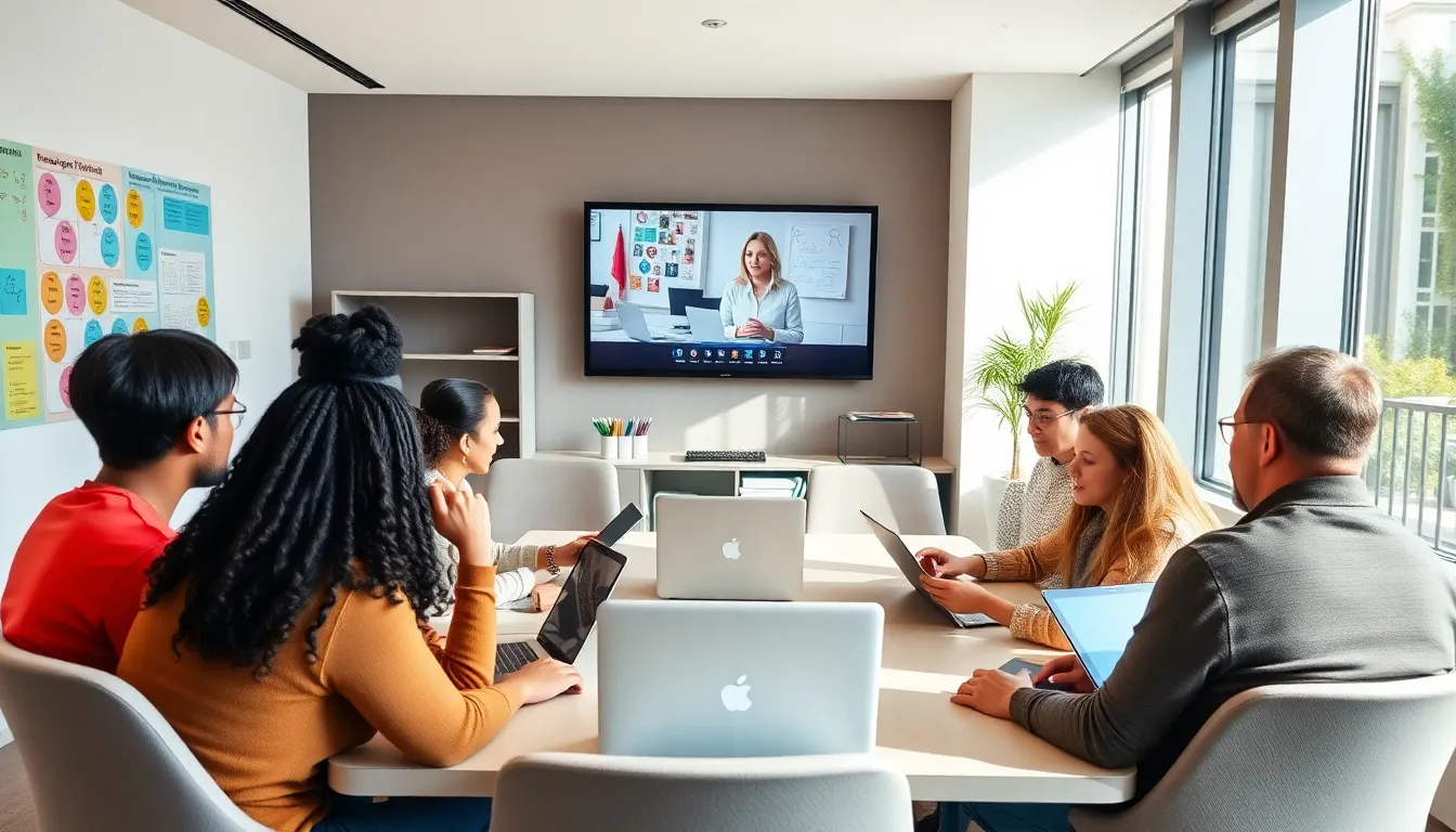 diverse group of adults in an online early childhood education class.