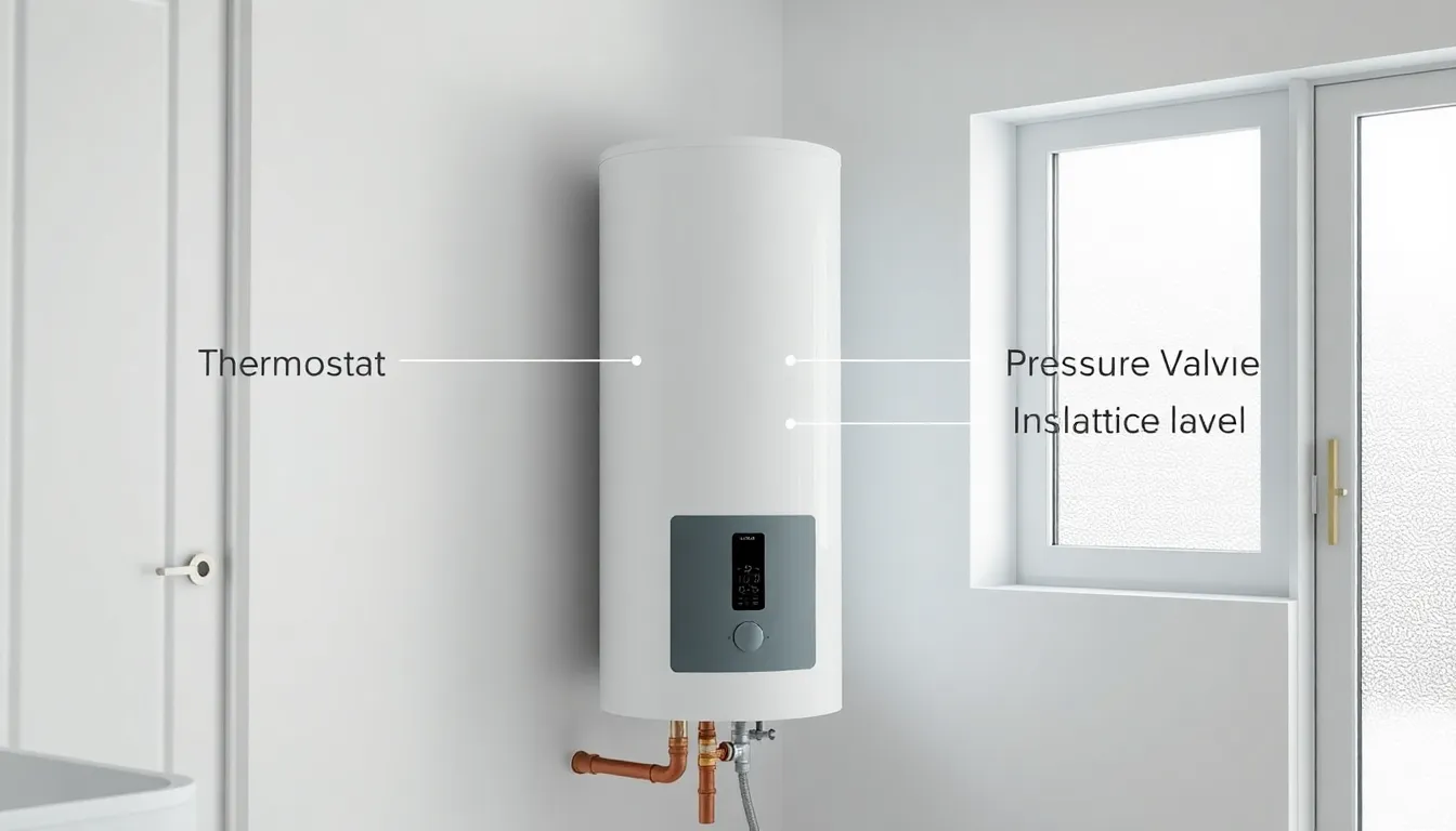 Electric hot water tank in a bright, modern Australian laundry room.
