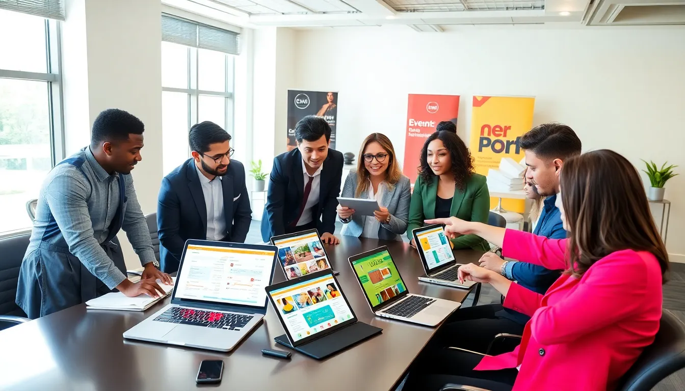 diverse team planning a budget-friendly event in a modern office.
