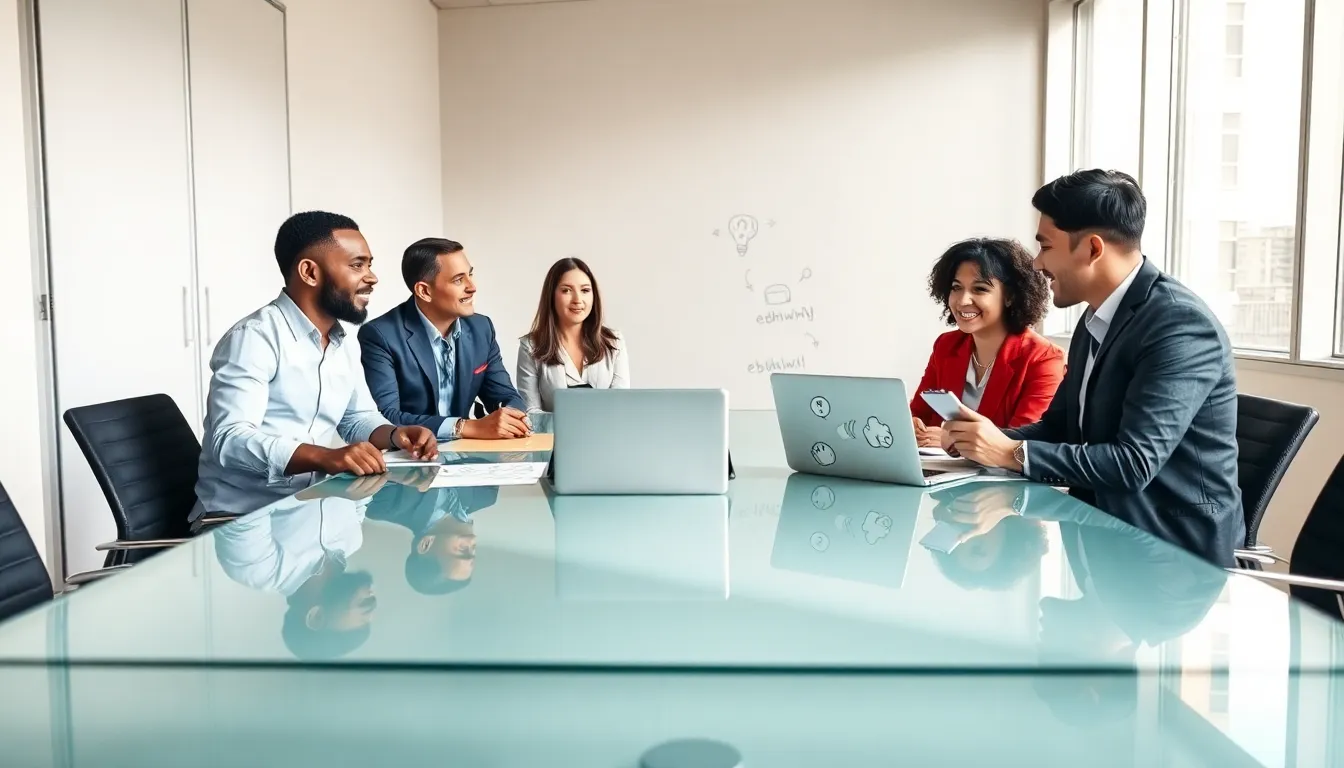 diverse team discussing emotions in a modern office.