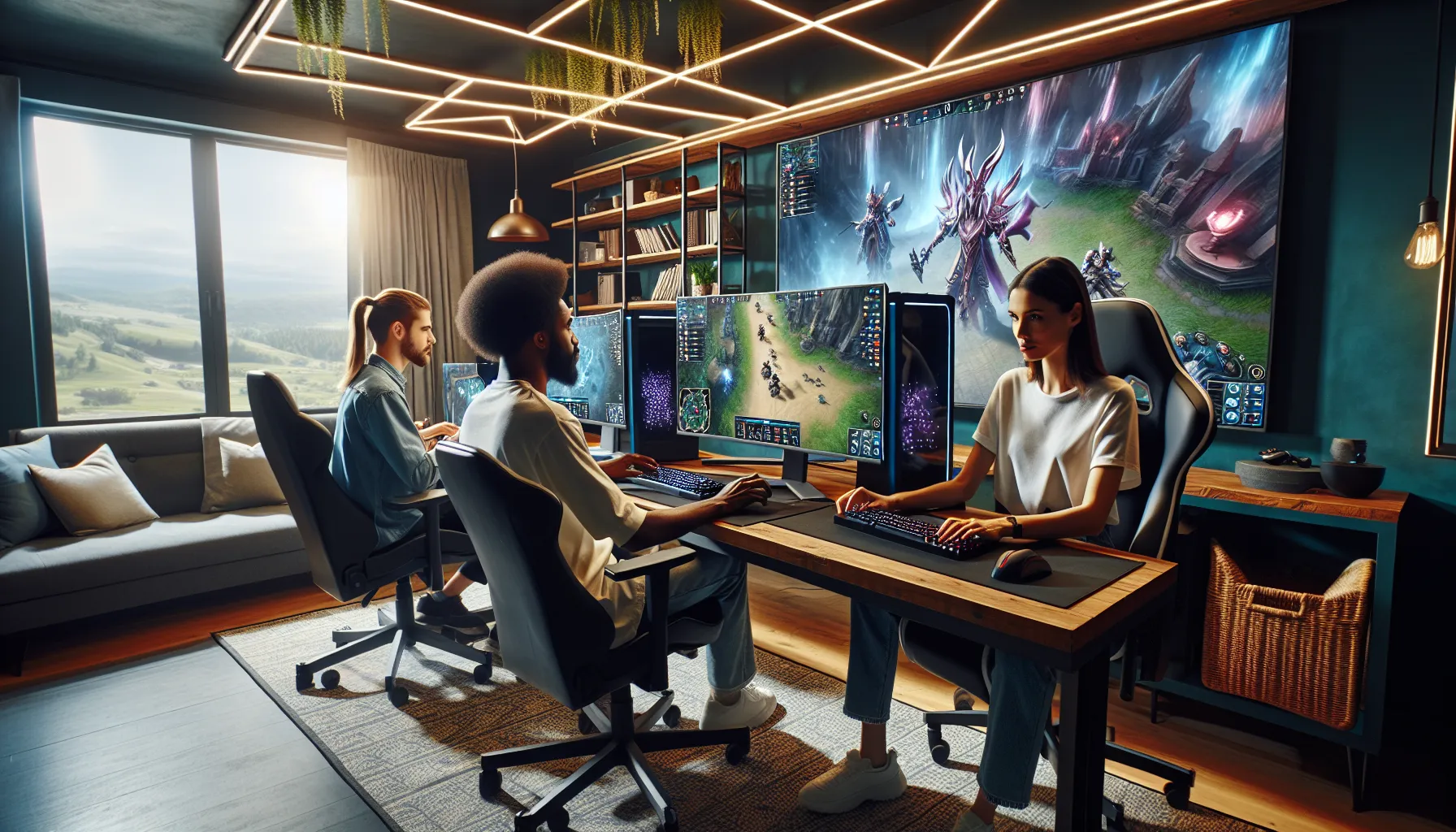 diverse gamers engaged in an interactive gaming experience.