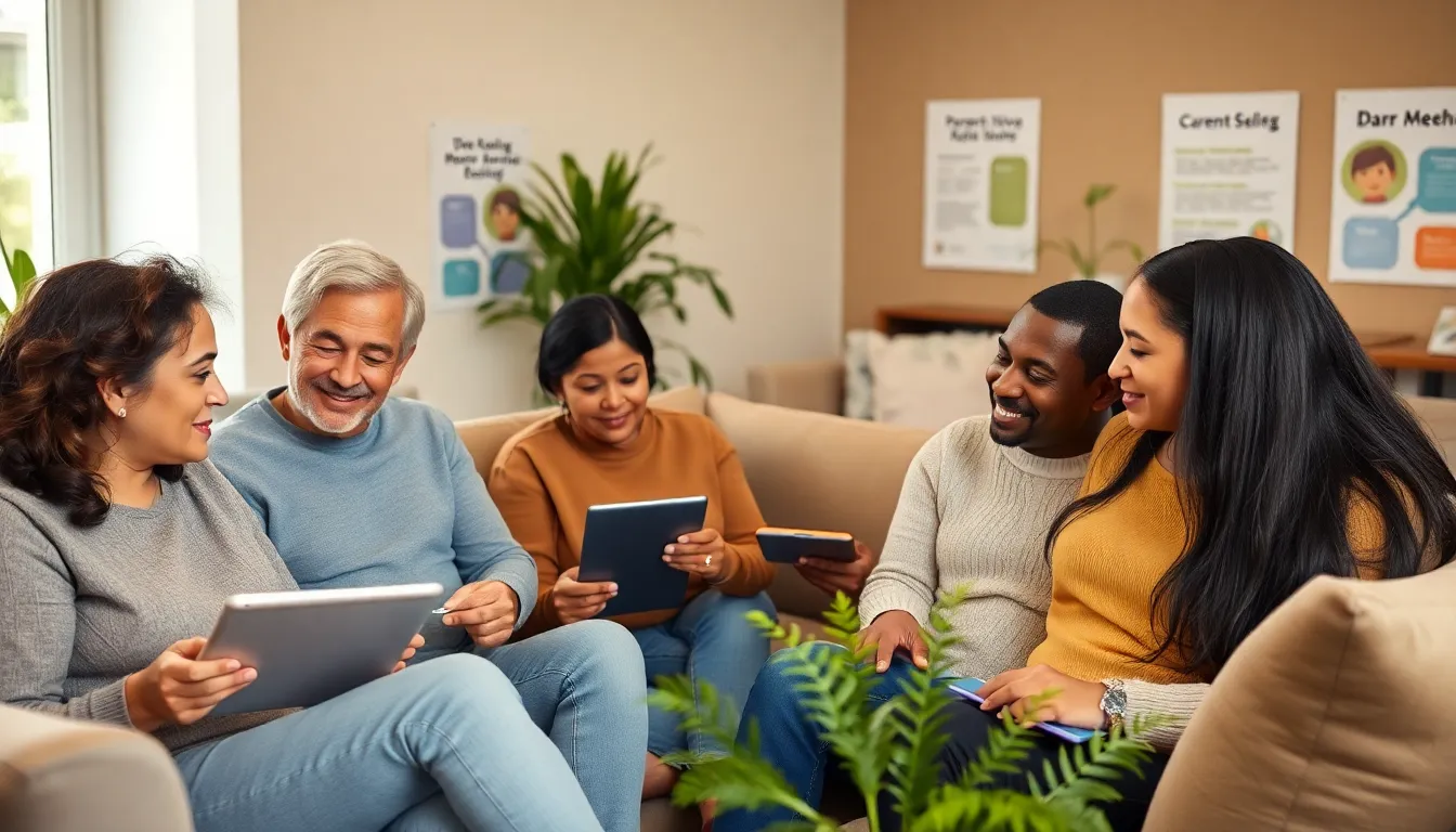 parents discussing strategies for handling DMDD in a supportive environment.