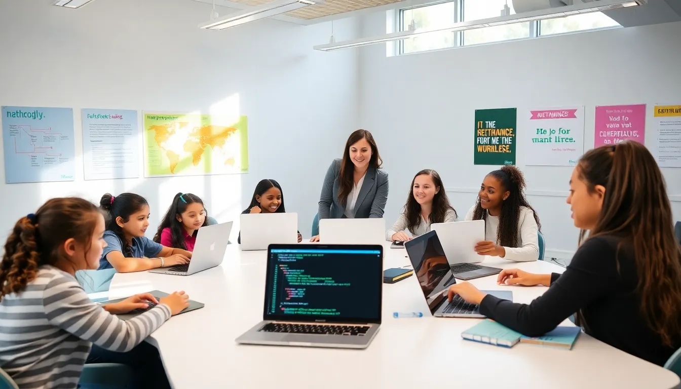 young girls engaging in a coding workshop.