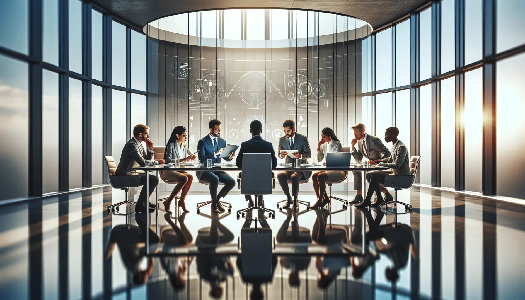 diverse team discussing Yuurifps in a modern office.