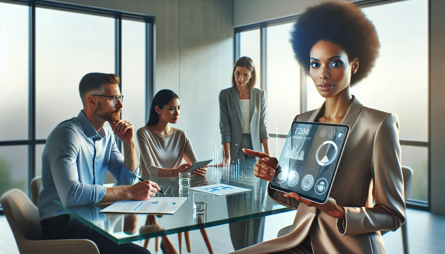 professionals discussing communication strategies in a modern office