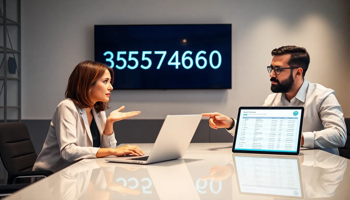 team discussing digital identifier in a modern office setting.