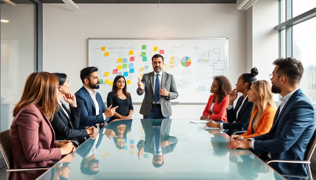 diverse team collaborating in a modern office setting.