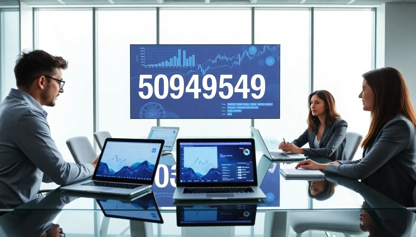 diverse professionals discussing data in a modern office setting.