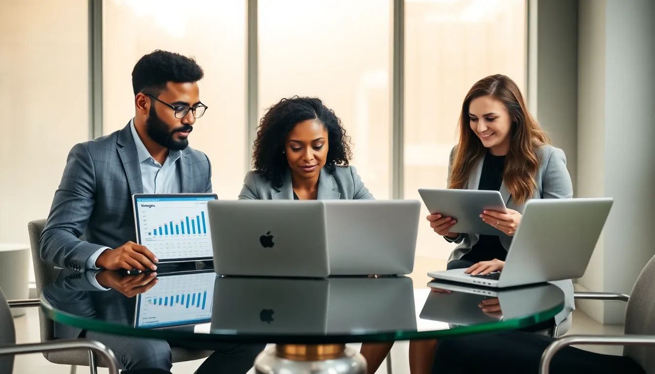 diverse team discussing mortgage options in a modern office.