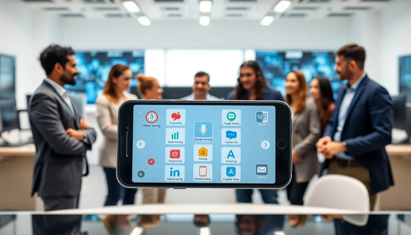 showcasing AI capabilities in a mobile app design with professionals.