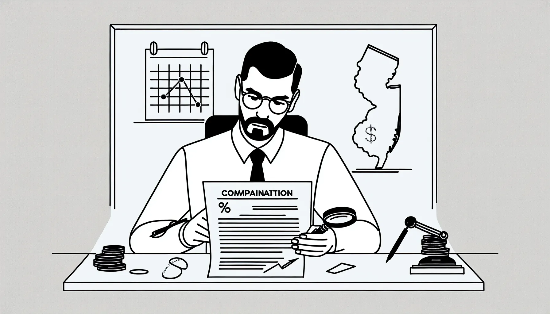 Dentist reviewing a compensation contract with icons for pay terms and clawbacks.