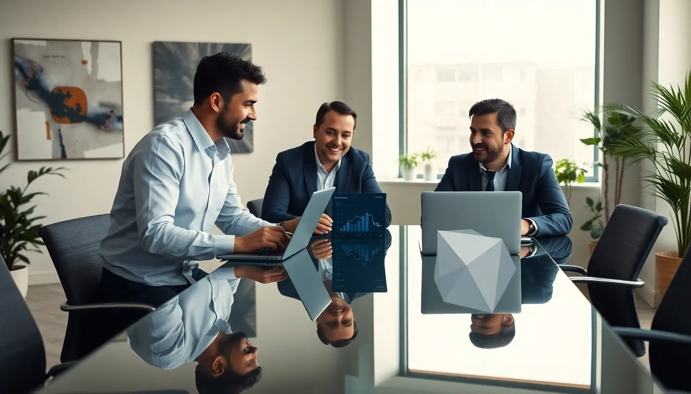 diverse team collaborating on innovative solutions in a modern office.