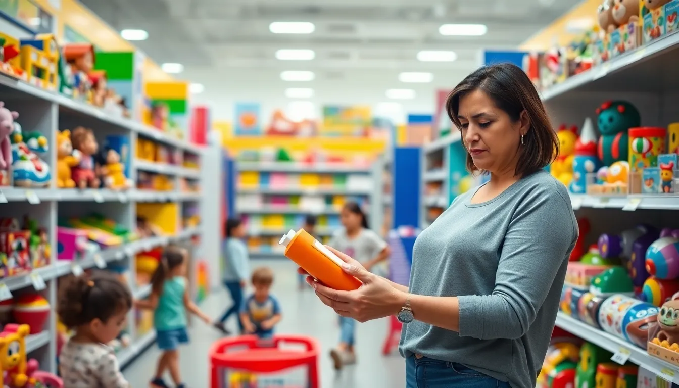 parent examining a toy in a safety-conscious manner.