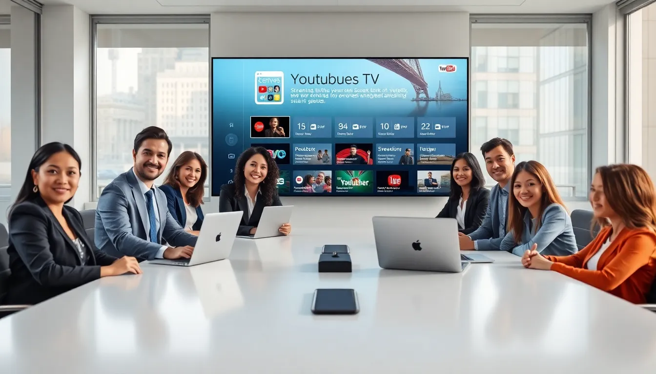 diverse team discussing YouTube TV streaming limits in a modern office.