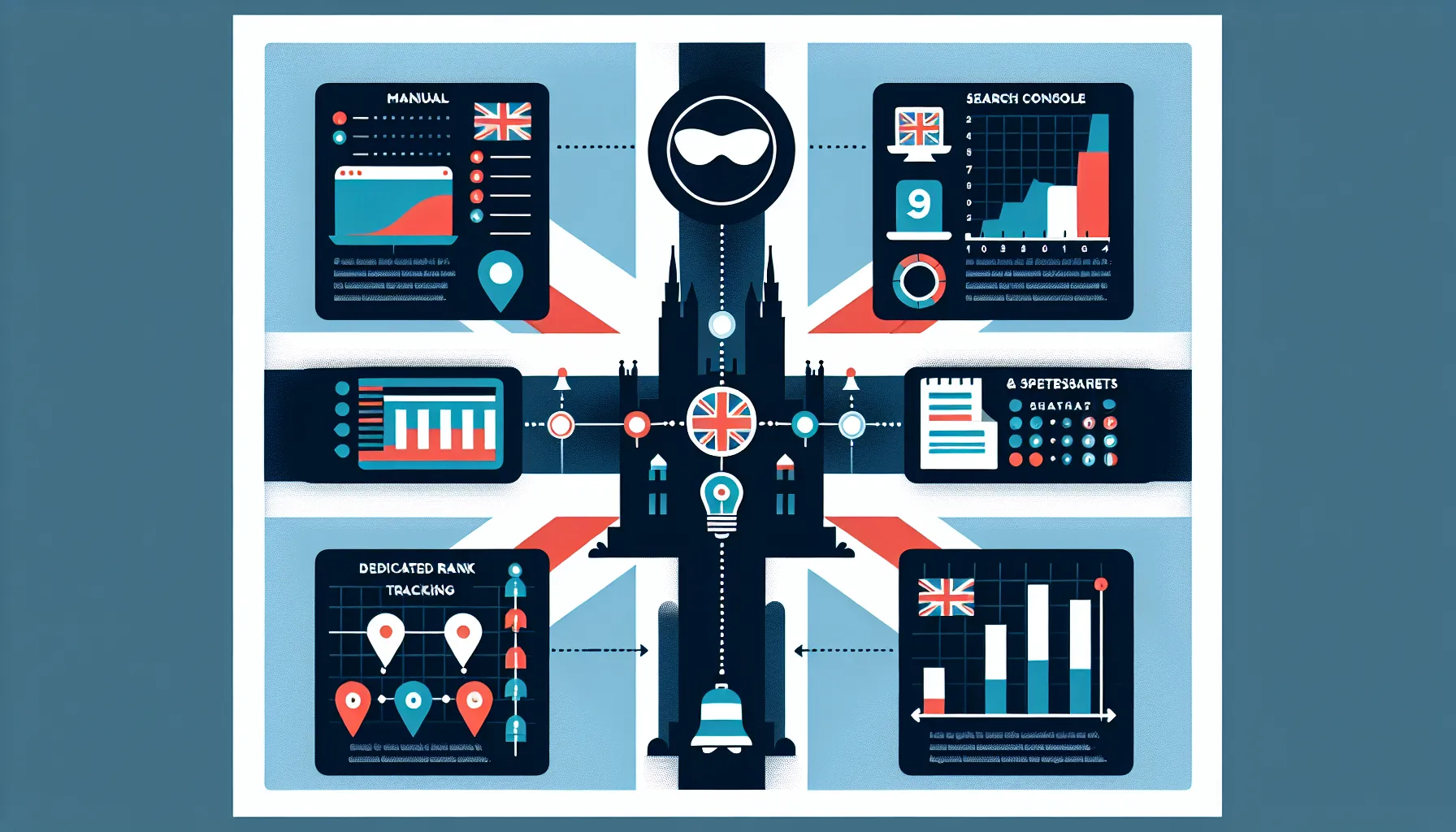 UK-focused 2x2 matrix illustrating methods for checking website ranking.