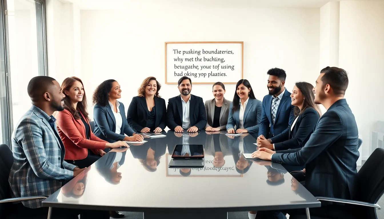 diverse professionals discussing personal growth in a modern office.