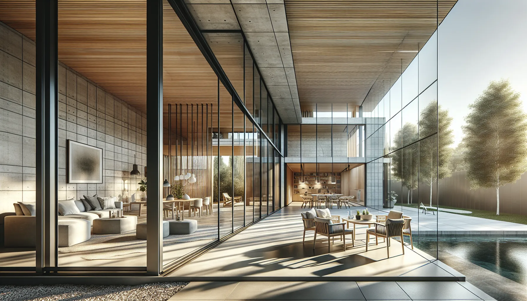 Modern enclosed terrace with glass walls in Croatian home